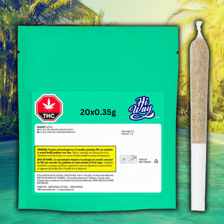 Hiway Roadies Indica Pre-rolls 20x0.35g 20x0.35g Morden Vape SuperStore and Cannabis Manitoba Canada