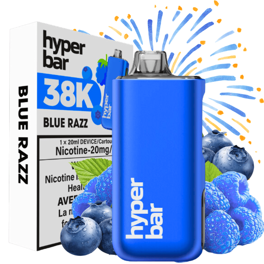 Hyper Bar BE38000 Disposable Vape-Blue Razz 38000 Puffs / 20mg Morden Vape SuperStore and Cannabis Manitoba Canada