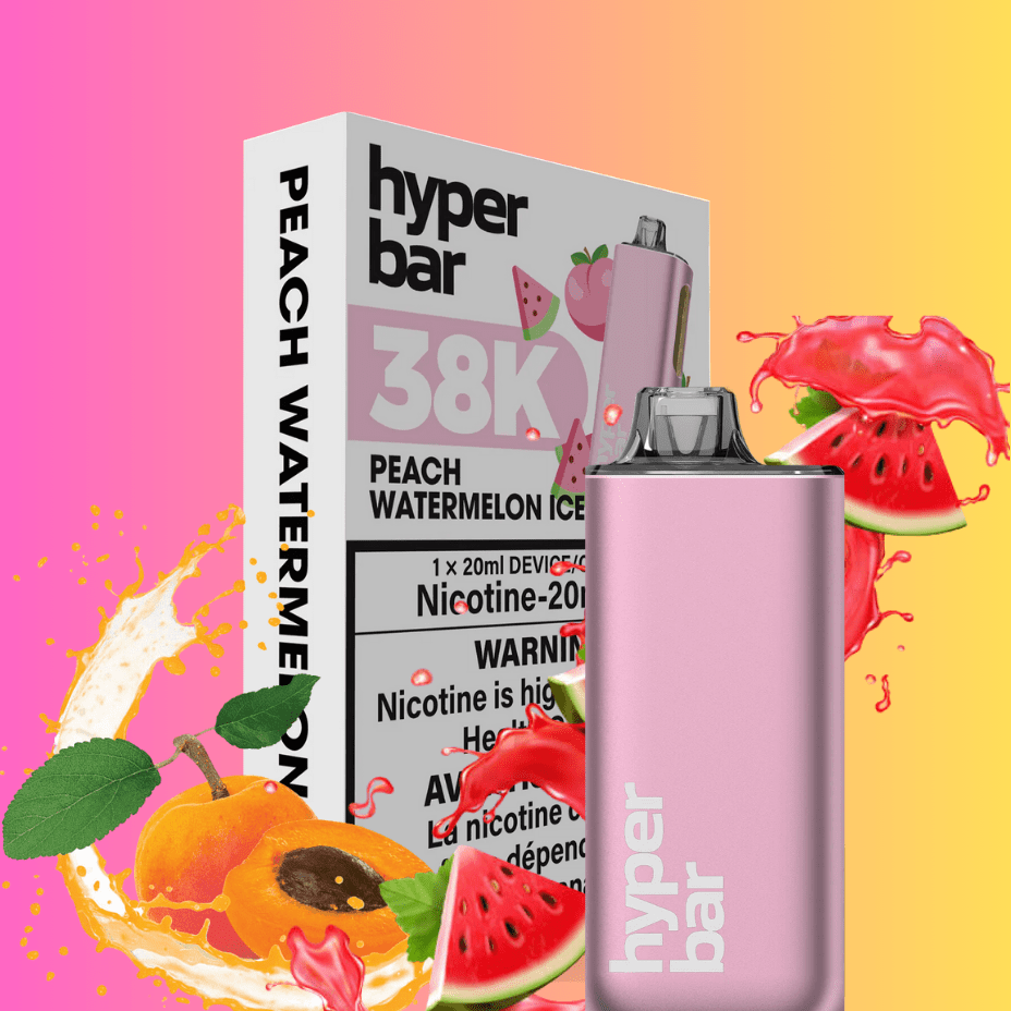 Hyper Bar BE38000 Disposable Vape-Peach Watermelon Ice 38000 Puffs / 20mg Morden Vape SuperStore and Cannabis Manitoba Canada