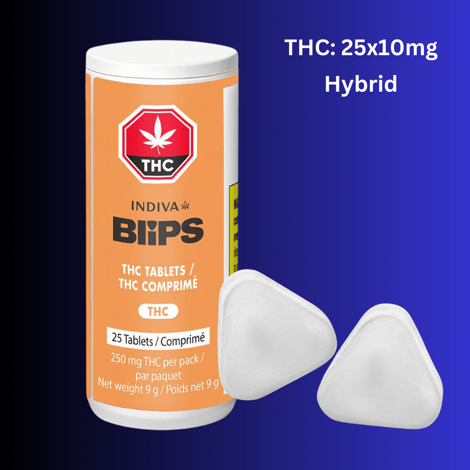 Indiva Blips THC Tablets Hybrid-25x10mg 10x25mg Morden Vape SuperStore and Cannabis Manitoba Canada