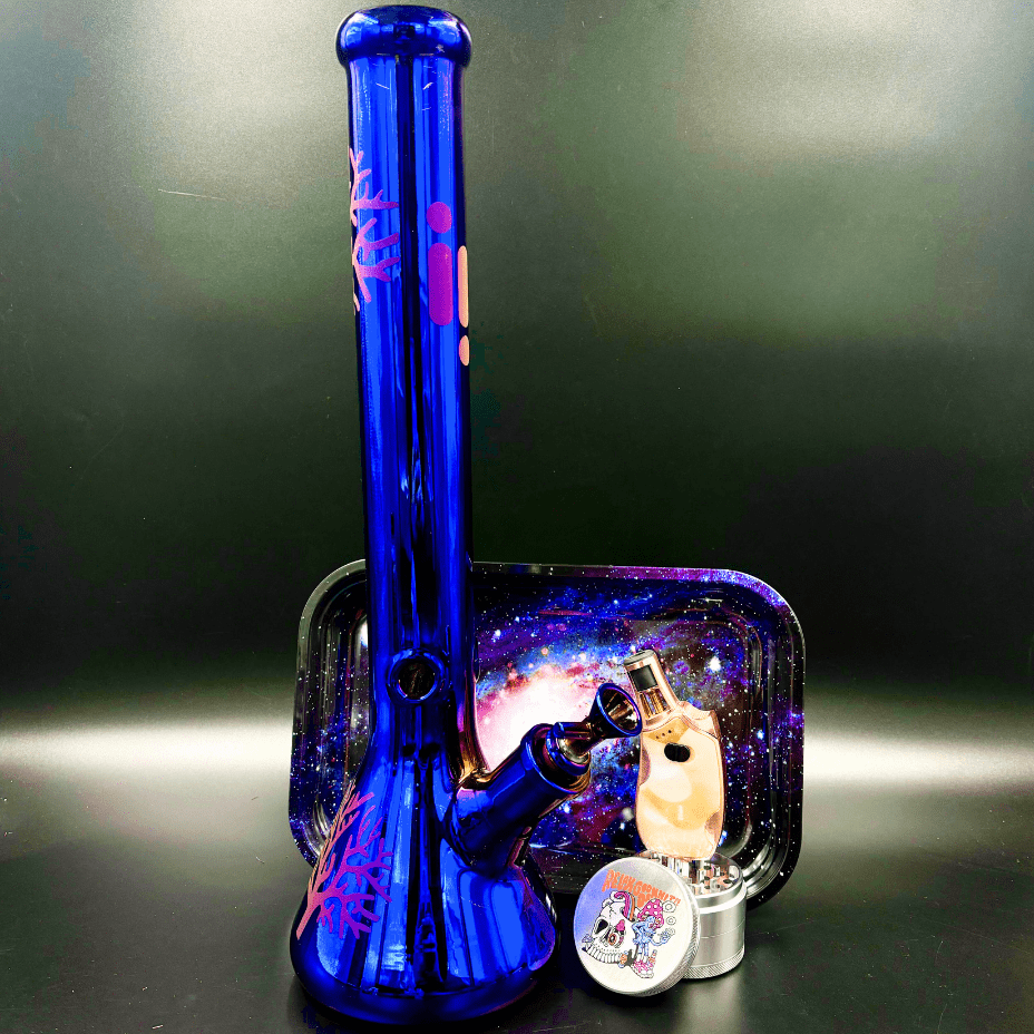 Infyniti 7mm Metallic Tree Of Life Beaker 18" Blue Purple Morden Vape SuperStore and Cannabis Manitoba Canada