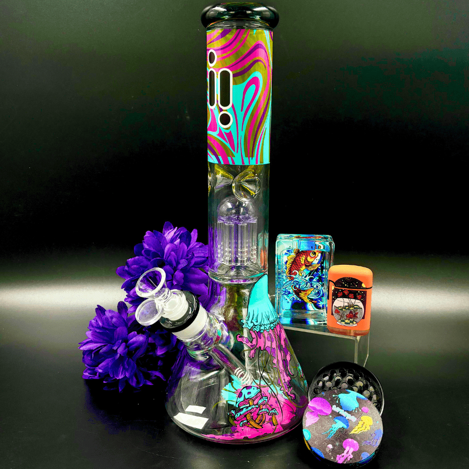 Infyniti Untamed 7mm Jellyfish Beaker w/ Tree Perc 14" Morden Vape SuperStore and Cannabis Manitoba Canada