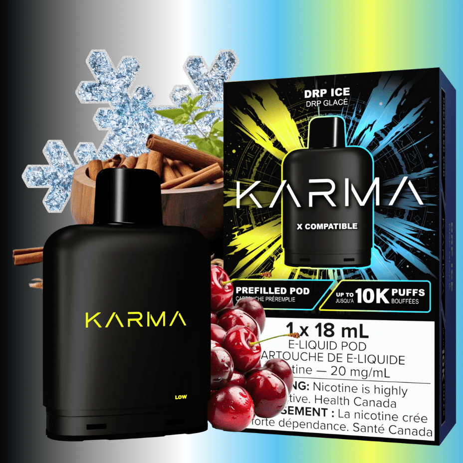 Karma 10k Puff Pod-DRP Ice 18ml / 20mg Morden Vape SuperStore and Cannabis Manitoba Canada