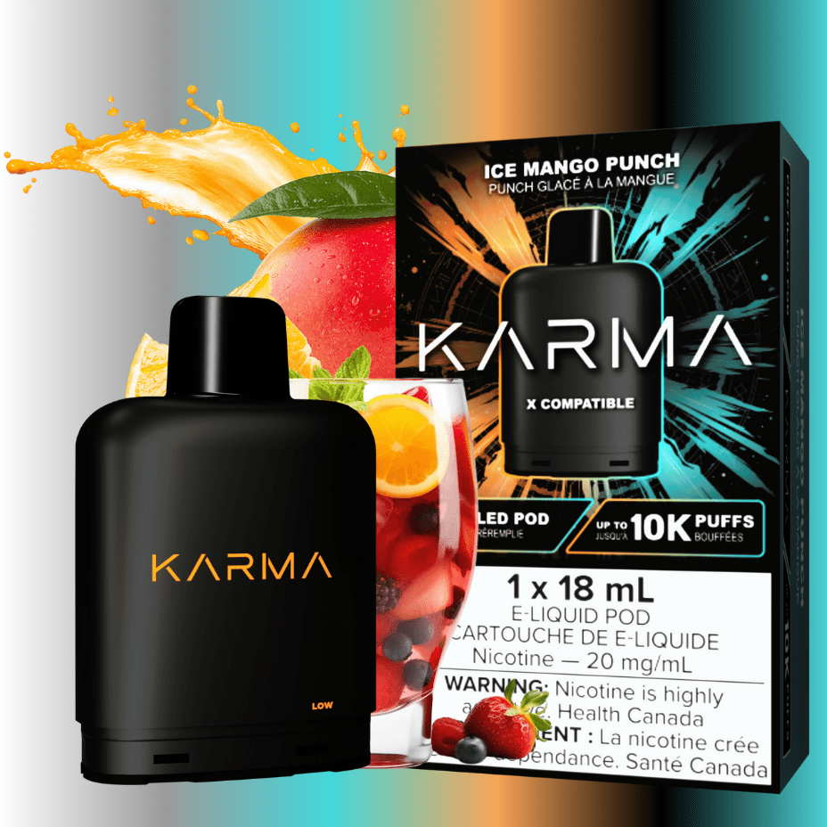 Karma 10k Puff Pod-Ice Mango Punch 18ml / 20mg Morden Vape SuperStore and Cannabis Manitoba Canada