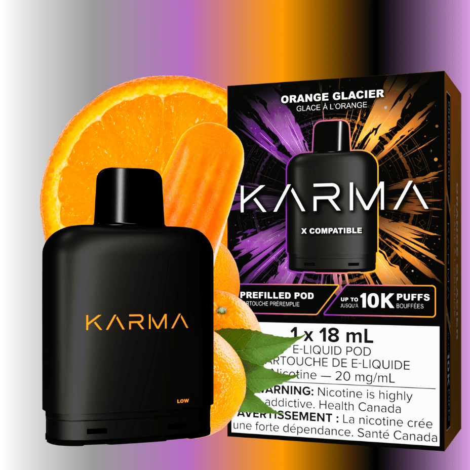 Karma 10k Puff Pod-Orange Glacier 18ml / 20mg Morden Vape SuperStore and Cannabis Manitoba Canada