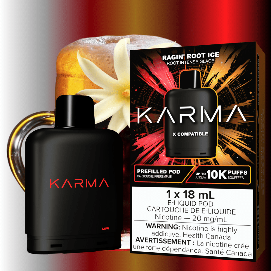 Karma 10k Puff Pod-Ragin Root Ice 18ml / 20mg Morden Vape SuperStore and Cannabis Manitoba Canada