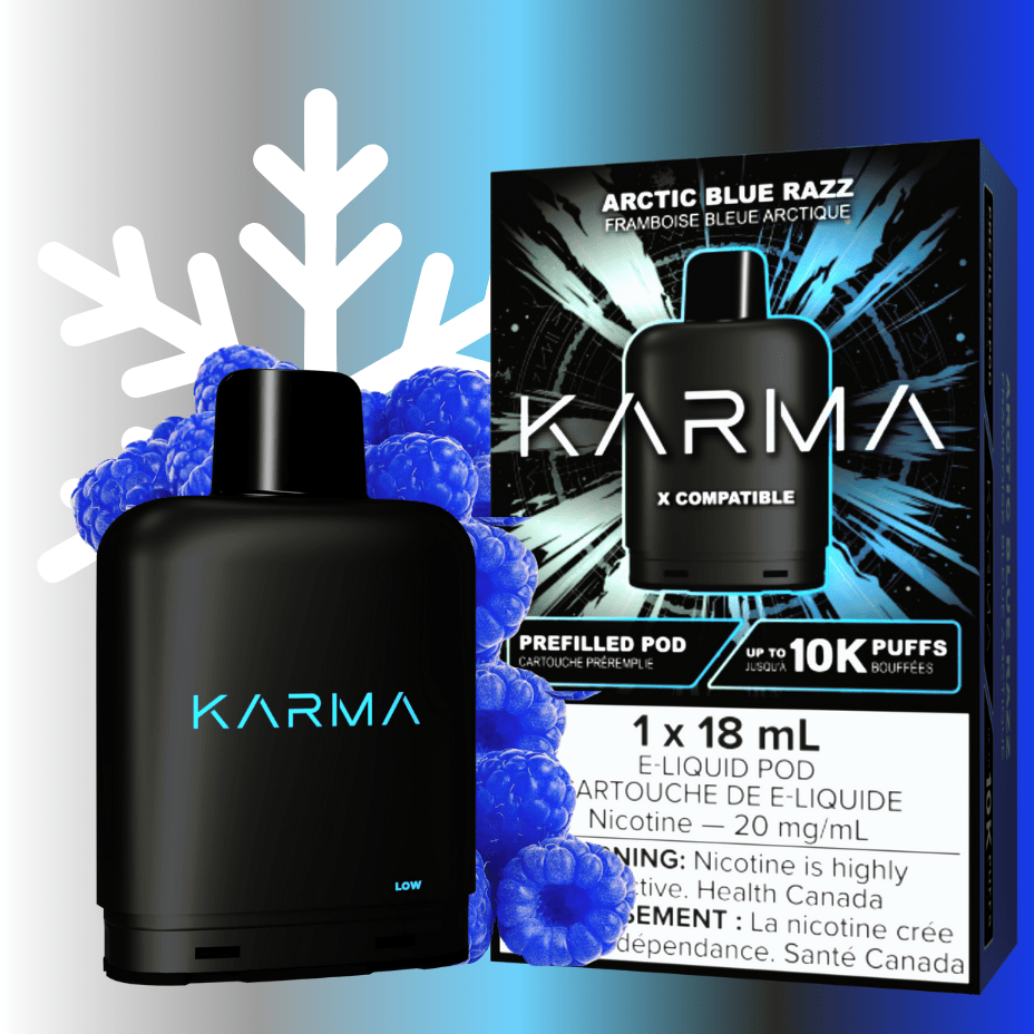 Karma 10k Puff Pod-Arctic Blue Razz 18ml / 20mg Morden Vape SuperStore and Cannabis Manitoba Canada