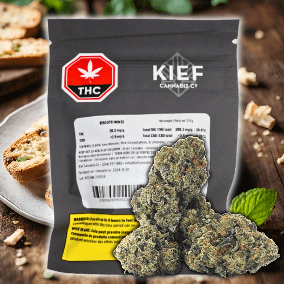 Kief Cannabis Biscotti Mintz Indica Flower-3.5g 3.5g Morden Vape SuperStore and Cannabis Manitoba Canada