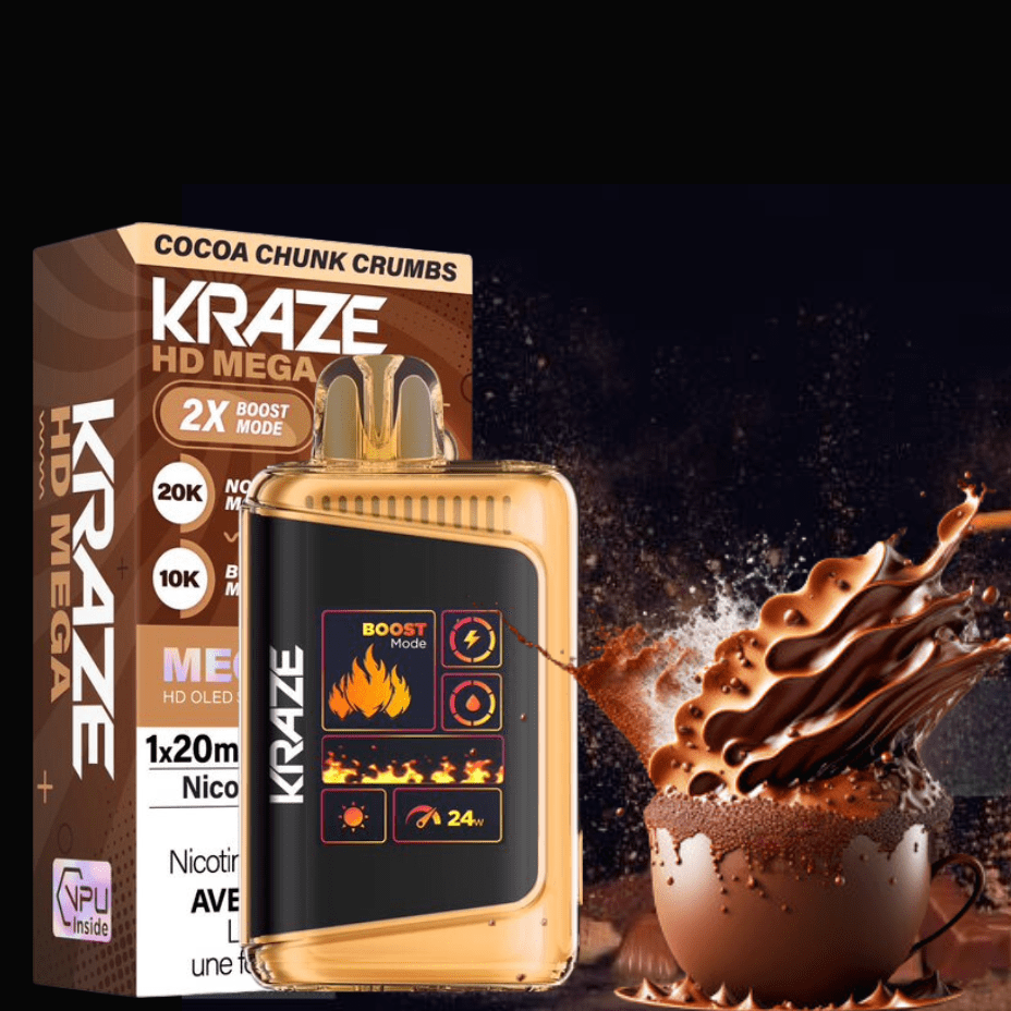 Kraze HD Mega 20k Disposable Vape - Cocoa Chunk Crumbs 20000 Puffs / 20mg Morden Vape SuperStore and Cannabis Manitoba Canada