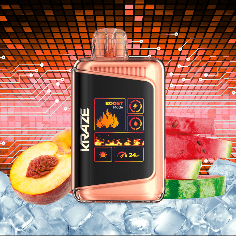 Kraze HD Mega 20k Disposable Vape - Peach Watermelon Ice 20000 Puffs / 20mg Morden Vape SuperStore and Cannabis Manitoba Canada