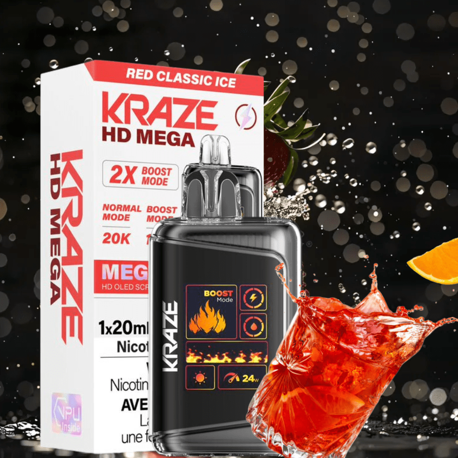 Kraze HD Mega 20k Disposable Vape - Red Ice 20000 Puffs / 20mg Morden Vape SuperStore and Cannabis Manitoba Canada