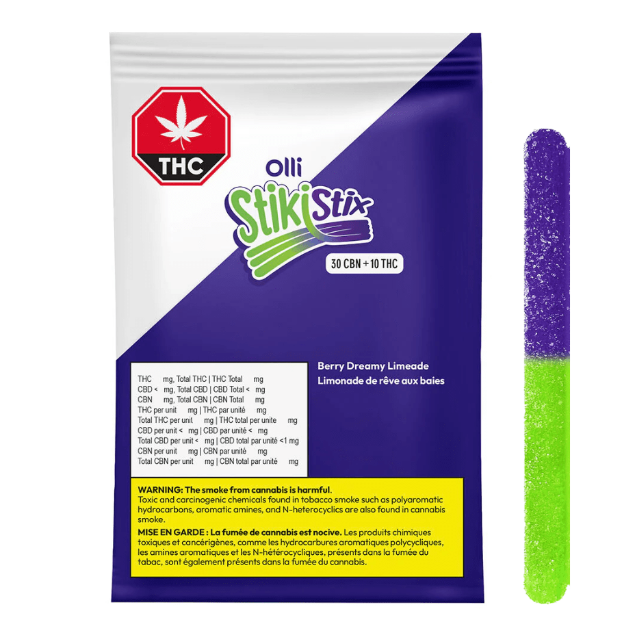 Olli StikiStix 3:1 Berry Dreamy Limeade CBN:THC Gummies-4x2.5mg 4x2mg Morden Vape SuperStore and Cannabis Manitoba Canada