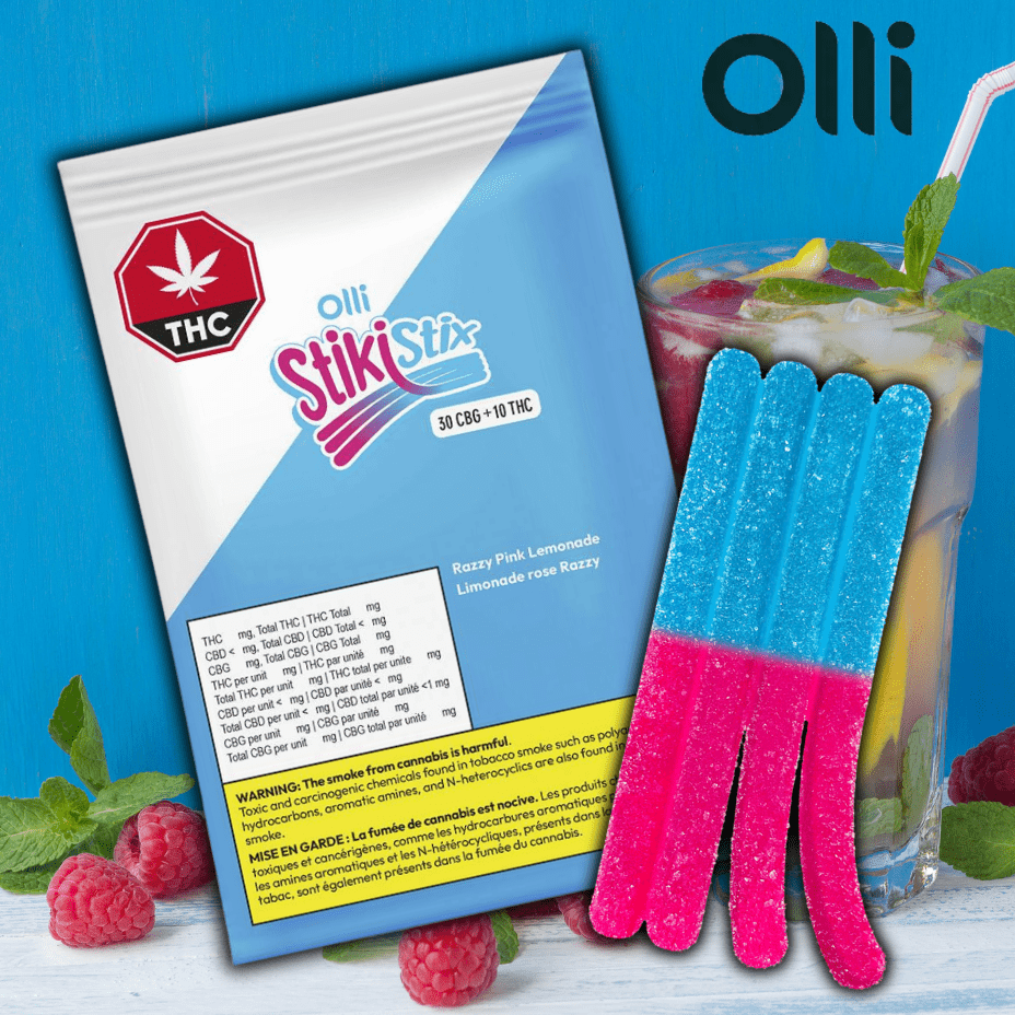 Olli StikiStix 3:1 Razzy Pink Lemonade CBG:THC Gummies-4x2.5mg 4x2.5mg Morden Vape SuperStore and Cannabis Manitoba Canada