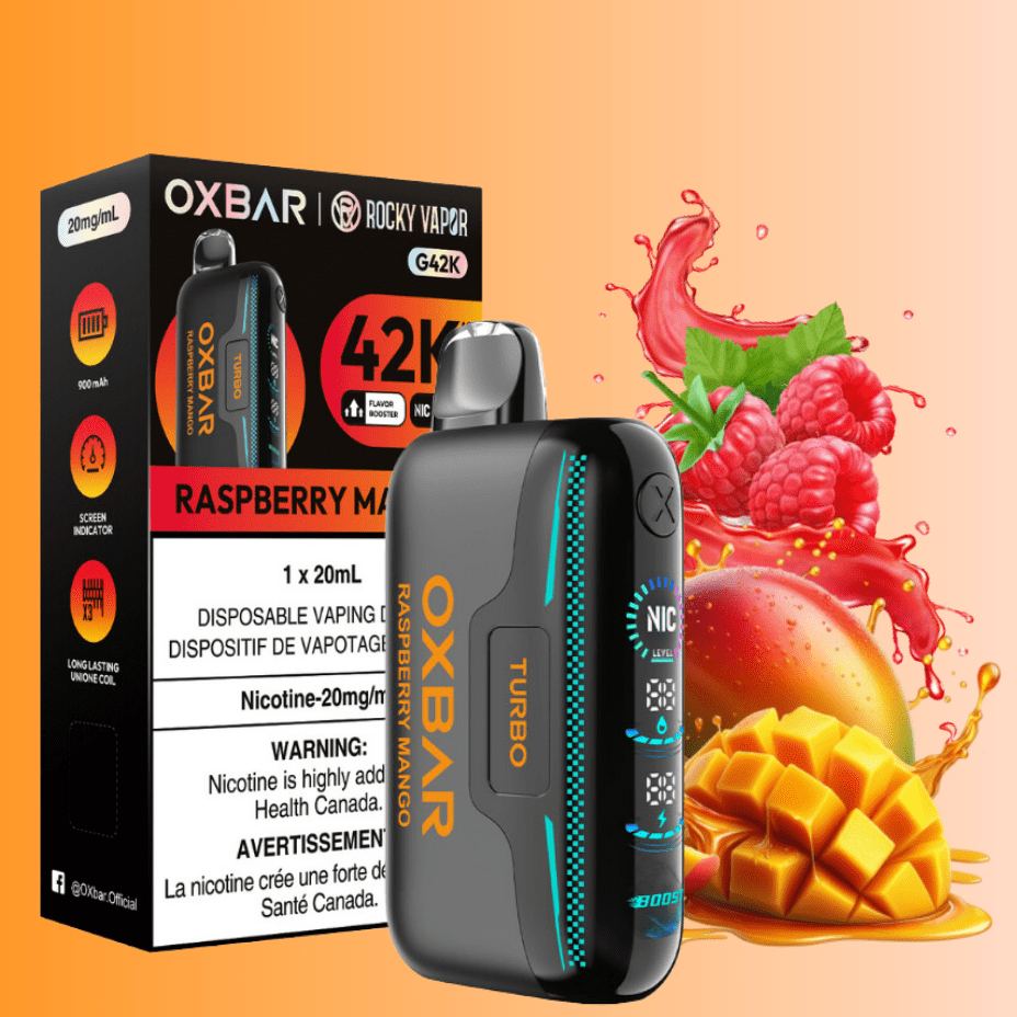 Oxbar G42k Disposable Vape-Razz Mango Morden Vape SuperStore and Cannabis Manitoba Canada