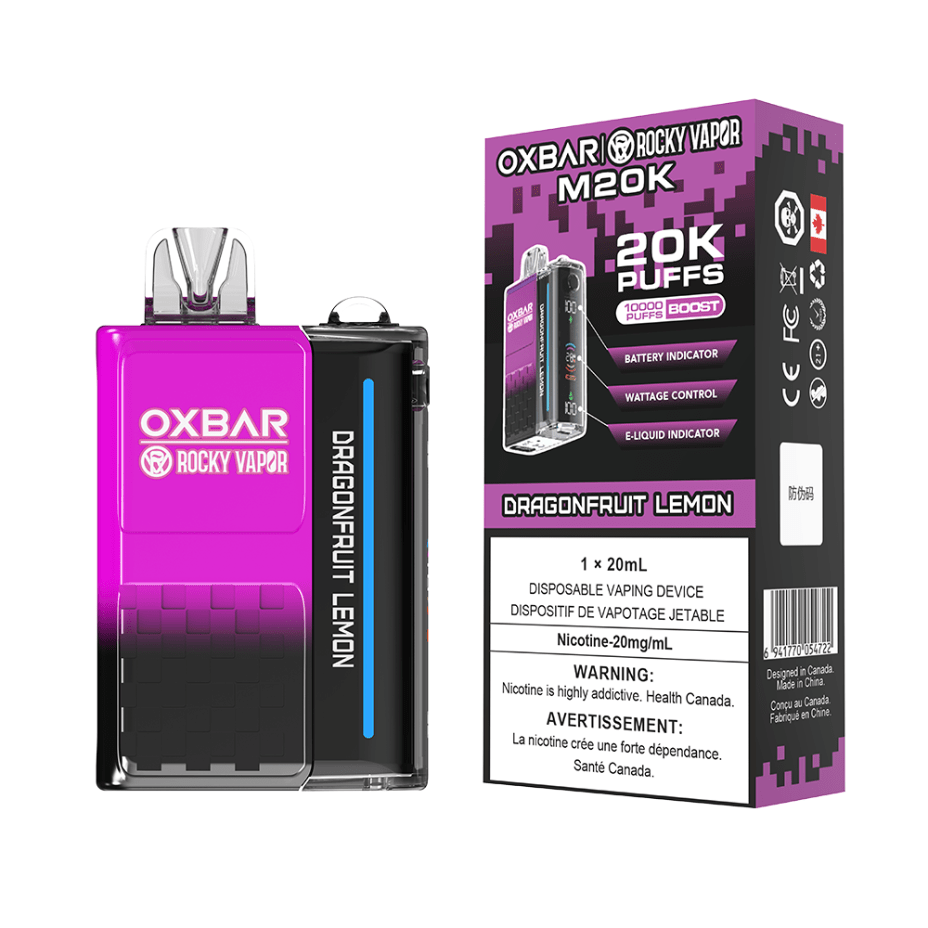 OXBAR M20K Disposable Vape - Dragonfruit Lemon 20mg / 20000 Puffs Morden Vape SuperStore and Cannabis Manitoba Canada