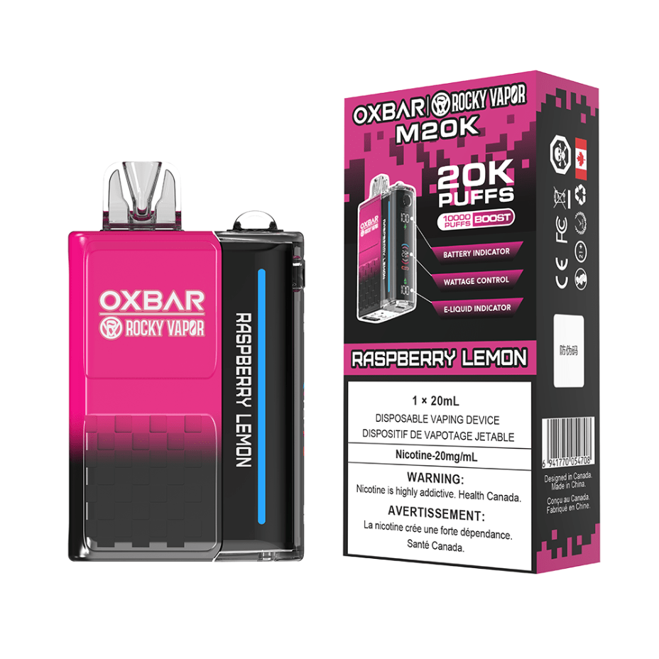 OXBAR M20K Disposable Vape - Raspberry Lemon 20mg / 20000 Puffs Morden Vape SuperStore and Cannabis Manitoba Canada