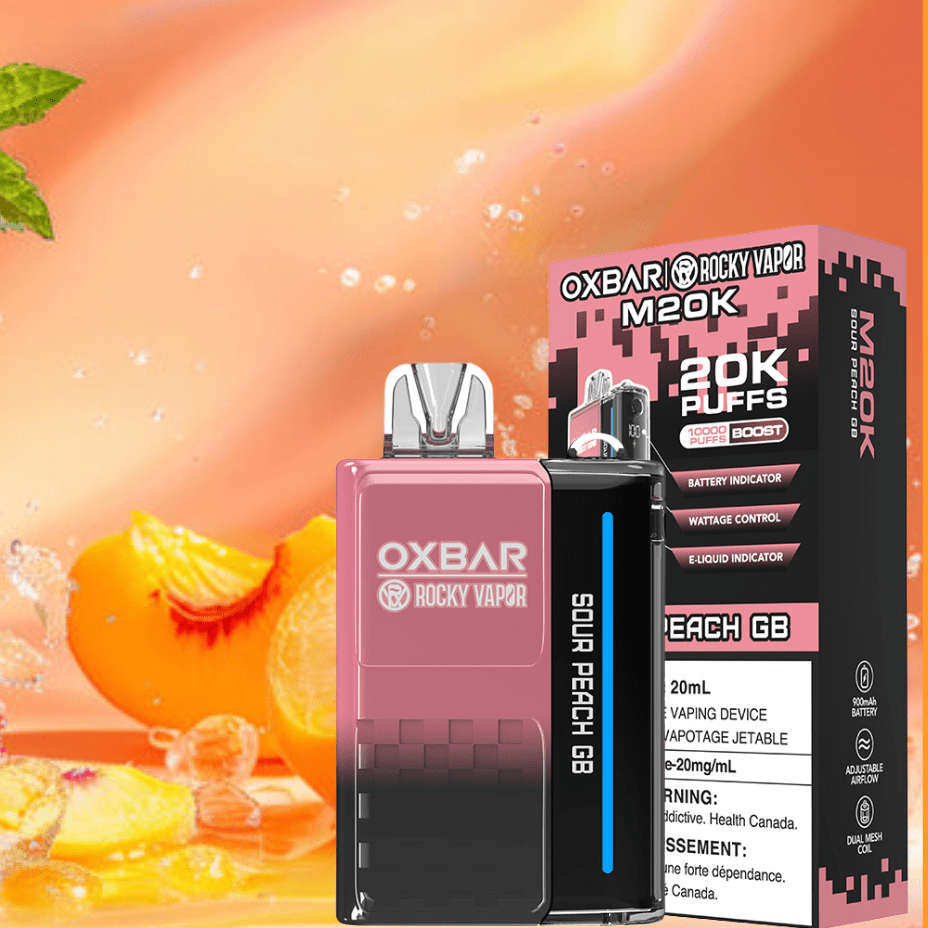 OXBAR M20K Disposable Vape - Sour Peach GB 20mg / 20000 Puffs Morden Vape SuperStore and Cannabis Manitoba Canada