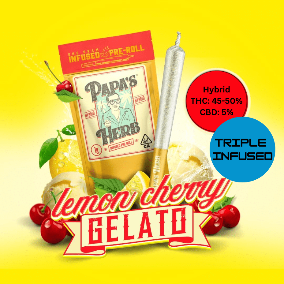 Papa's Herb Lemon Cherry Gelato Triple Infused Pre-roll 1x1g 1x1g Morden Vape SuperStore and Cannabis Manitoba Canada