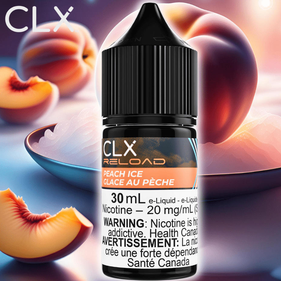 Peach Ice Salt by CLX Reload E-Liquid Morden Vape SuperStore and Cannabis Manitoba Canada