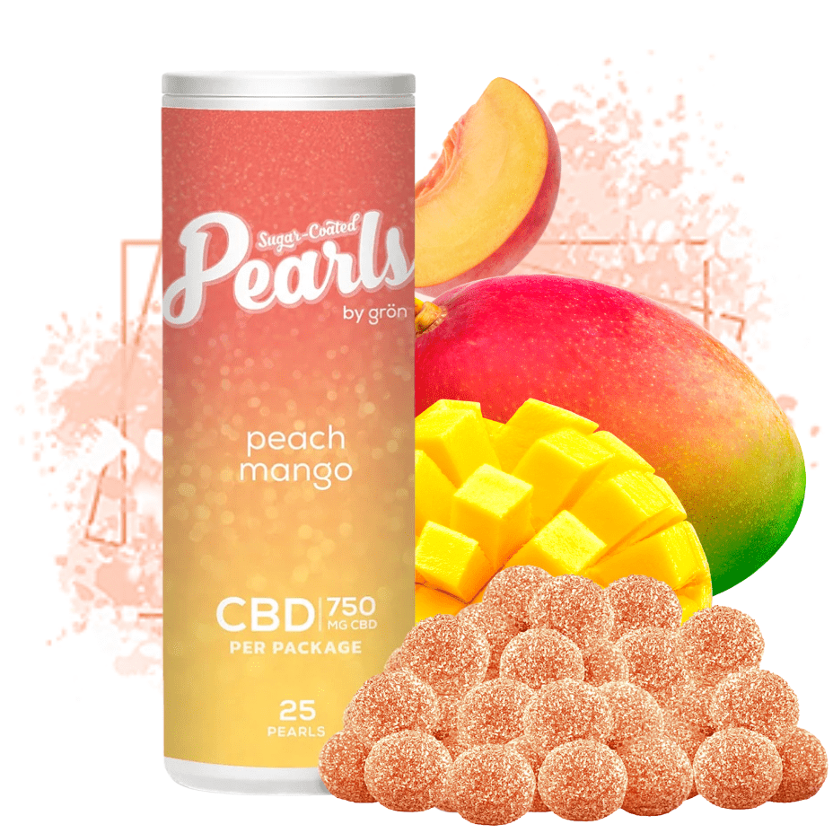 Pearls by Grön Peach Mango CBD Gummies-25pkg 25pkg Morden Vape SuperStore and Cannabis Manitoba Canada