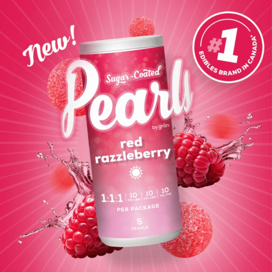 Pearls Red Razzleberry 1:1:1 THC Gummies-5pkg 5pkg Morden Vape SuperStore and Cannabis Manitoba Canada