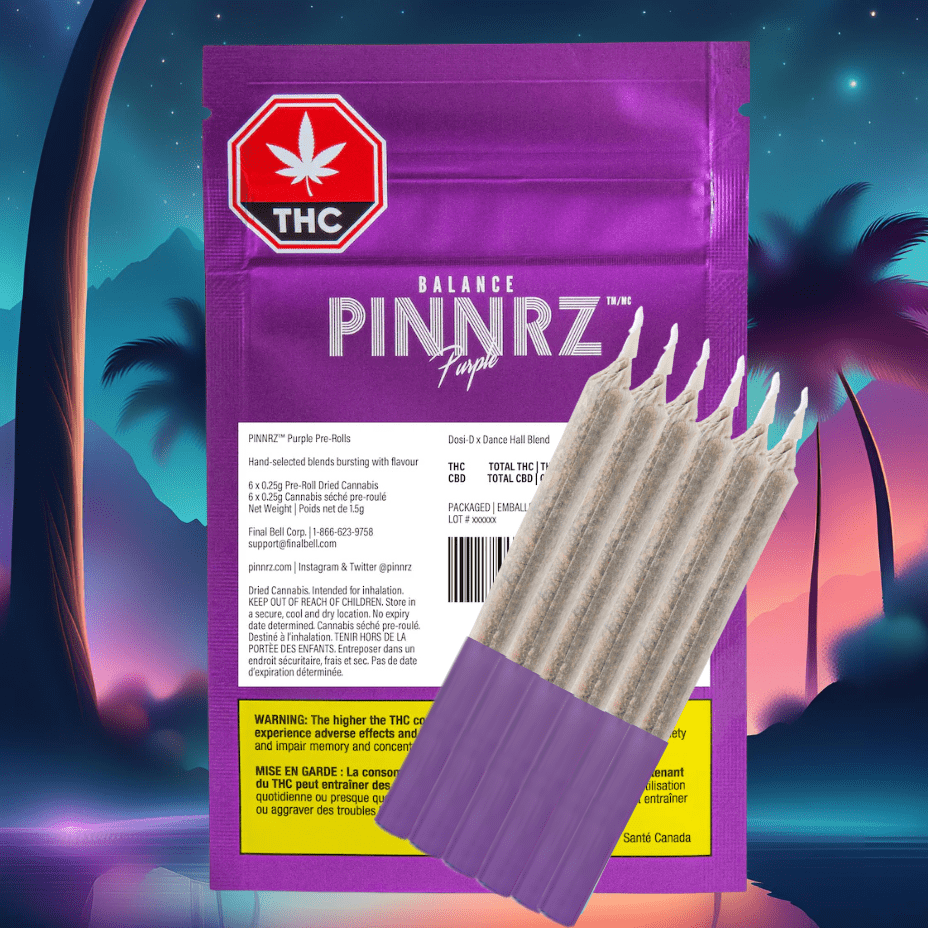 Pinnrz Purple Indica Pre-rolls 6x0.25g 6x0.25g Morden Vape SuperStore and Cannabis Manitoba Canada