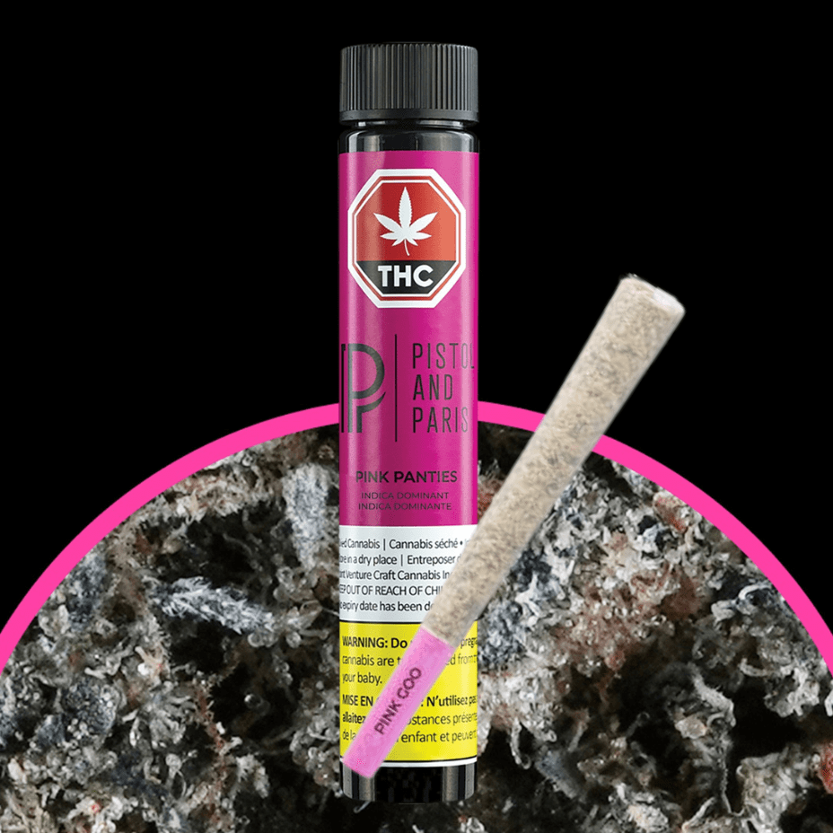 Pistol and Paris Pink Panties Indica Pre-roll 1x1g 1x1g Morden Vape SuperStore and Cannabis Manitoba Canada