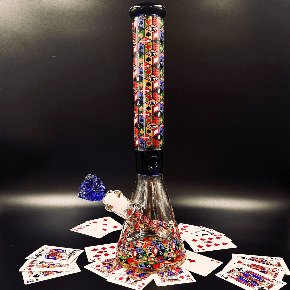 Poker Theme 7mm Beaker Bong-18" Morden Vape SuperStore and Cannabis Manitoba Canada