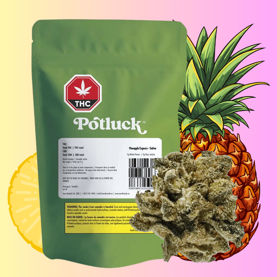 Potluck Pineapple Express Sativa Flower-7g 4x0.5g Morden Vape SuperStore and Cannabis Manitoba Canada