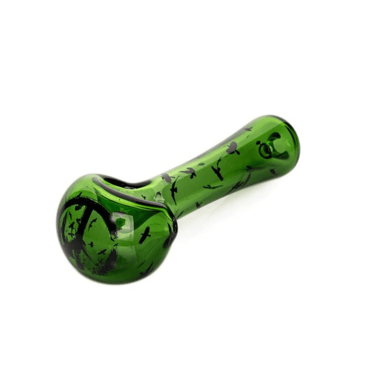 Red Eye Glass Crow Spoon Hand Pipe-4.5" Green Morden Vape SuperStore and Cannabis Manitoba Canada