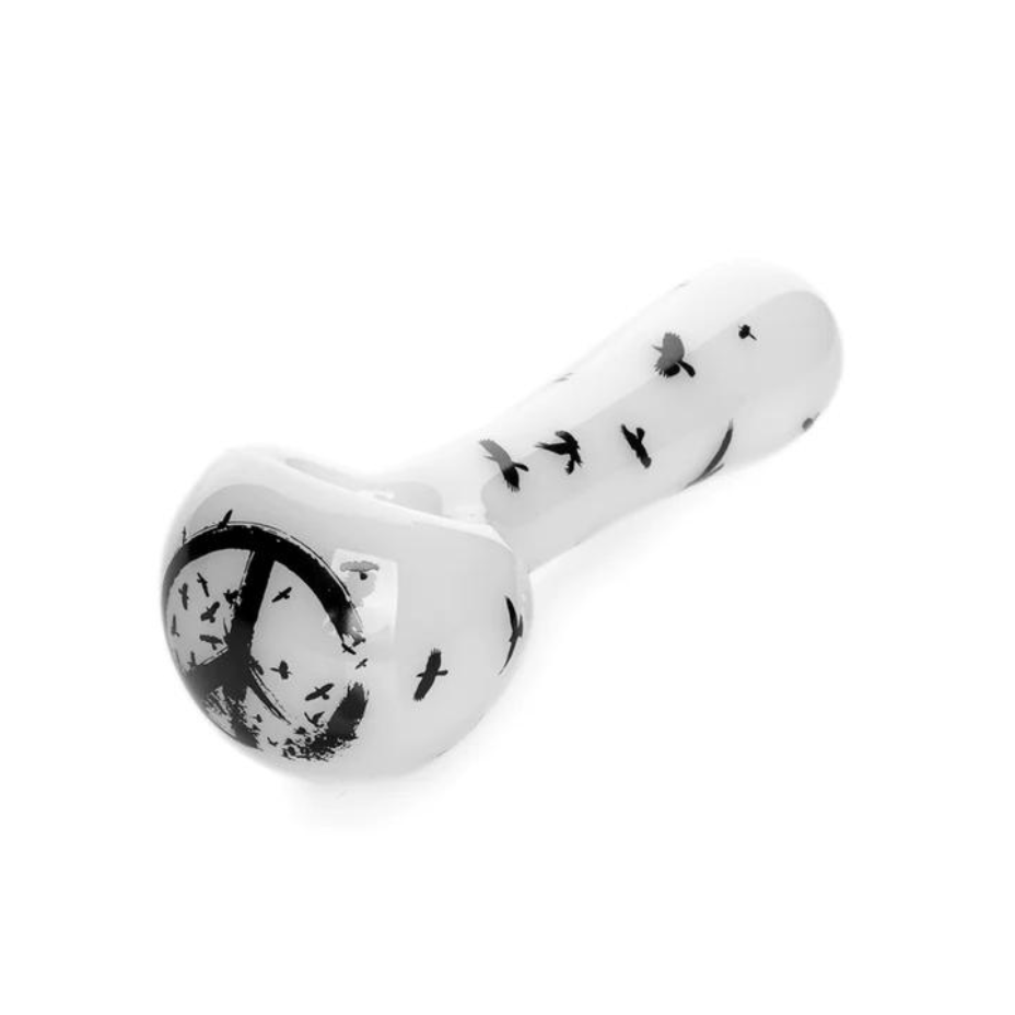 Red Eye Glass Crow Spoon Hand Pipe-4.5" White Morden Vape SuperStore and Cannabis Manitoba Canada