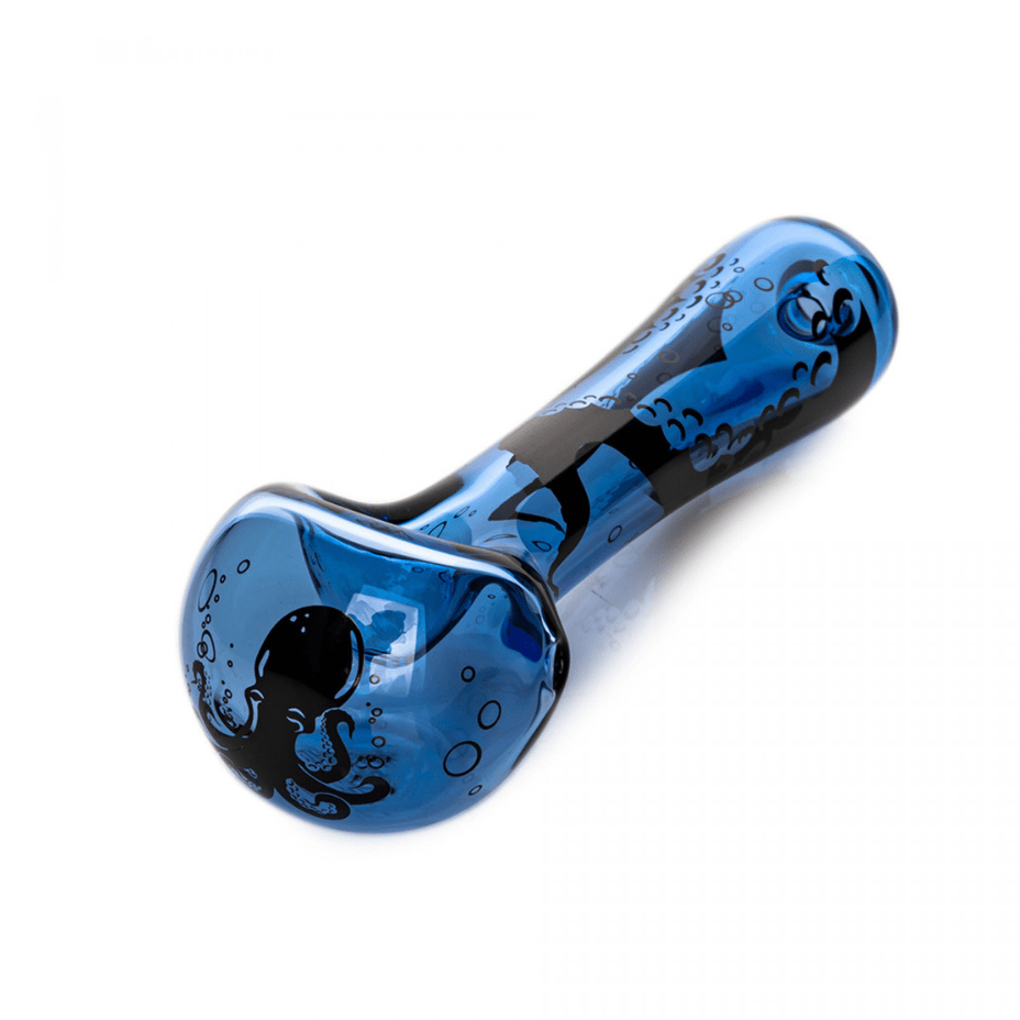 Red Eye Glass Sapphire Blue Octopus Hand Pipe-4.5" Morden Vape SuperStore and Cannabis Manitoba Canada