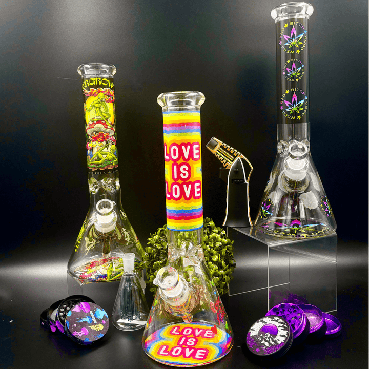 Retro 7mm Exclusive Licensed Beaker 14" Morden Vape SuperStore and Cannabis Manitoba Canada