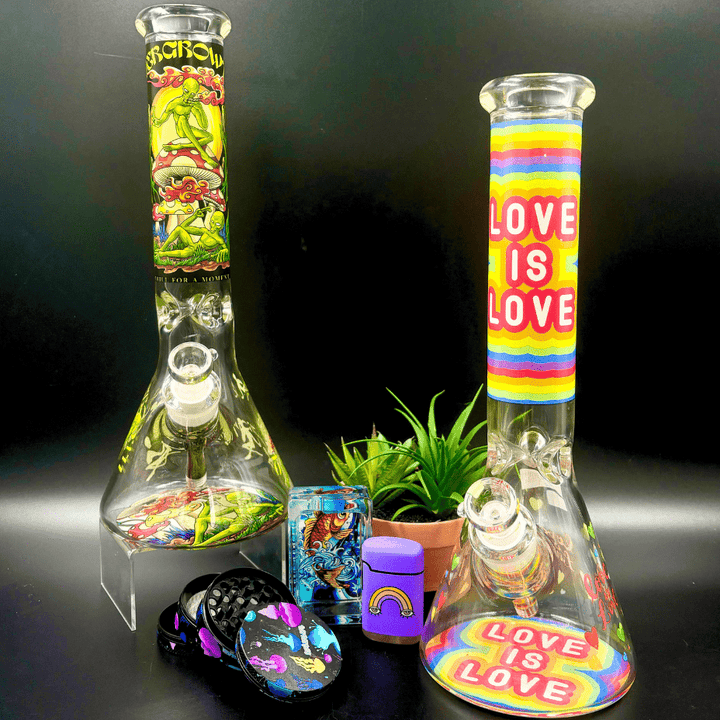 Retro 7mm Exclusive Licensed Beaker 14" Morden Vape SuperStore and Cannabis Manitoba Canada