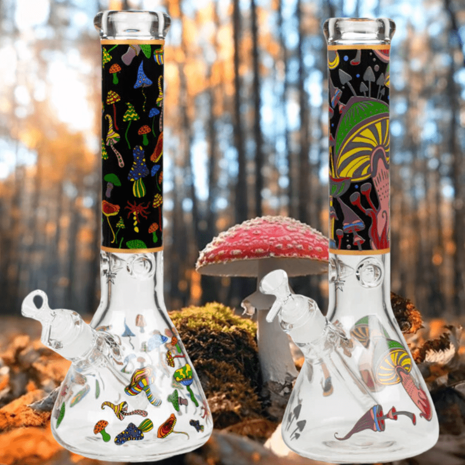 Retro Glass 9mm Mushroom Beaker 14" Morden Vape SuperStore and Cannabis Manitoba Canada