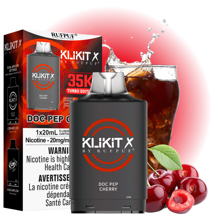 RufPuf Klikit X 35K Turbo Pod-Doc Pep Cherry Morden Vape SuperStore and Cannabis Manitoba Canada