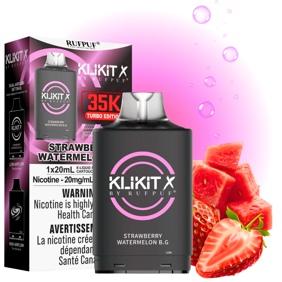 RufPuf Klikit X 35K Turbo Pod-Strawberry Watermelon B.G Morden Vape SuperStore and Cannabis Manitoba Canada