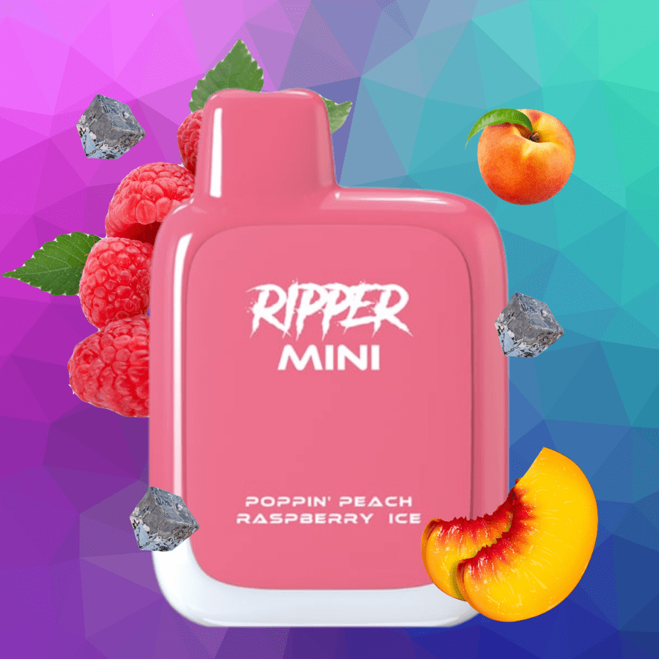 Rufpuf Ripper Mini Disposable Vape-1100 1000 puffs / Poppin Peach Raspberry Ice Morden Vape SuperStore and Cannabis Manitoba Canada