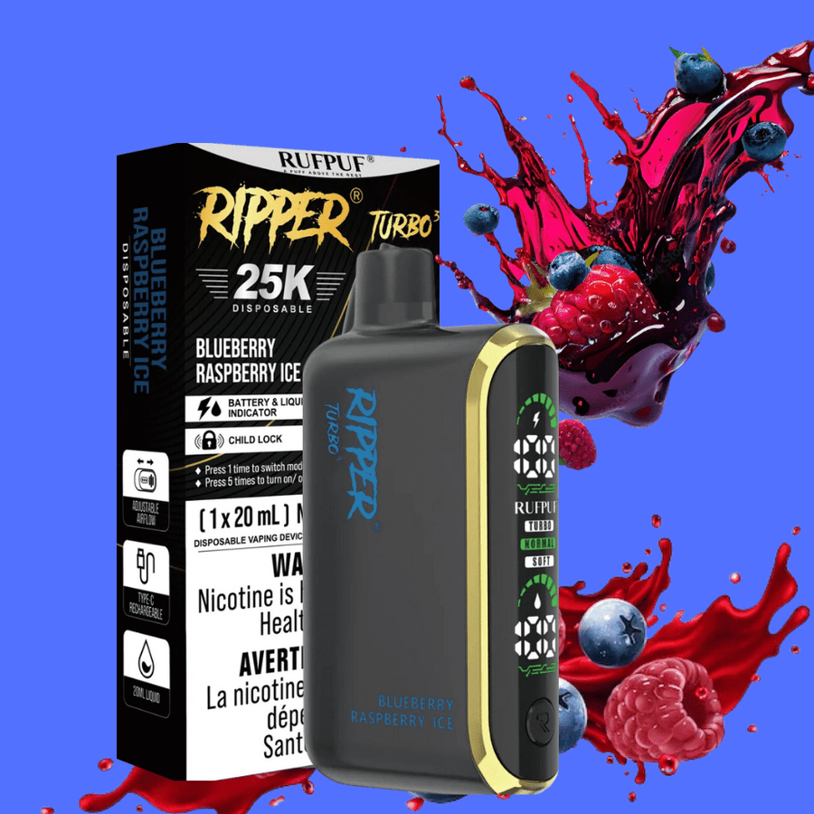 Rufpuf Ripper T3 Disposable Vape-Blueberry Raspberry Ice 25000 Puffs / 20mg Morden Vape SuperStore and Cannabis Manitoba Canada