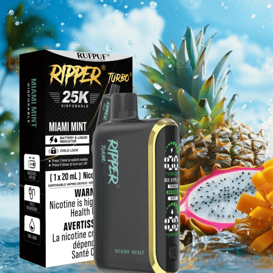 Rufpuf Ripper T3 Disposable Vape-Miami Mint 25000 Puffs / 20mg Morden Vape SuperStore and Cannabis Manitoba Canada