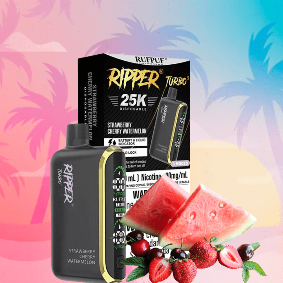 Rufpuf Ripper T3 Disposable Vape-Strawberry Cherry Watermelon 25000 Puffs / 20mg Morden Vape SuperStore and Cannabis Manitoba Canada