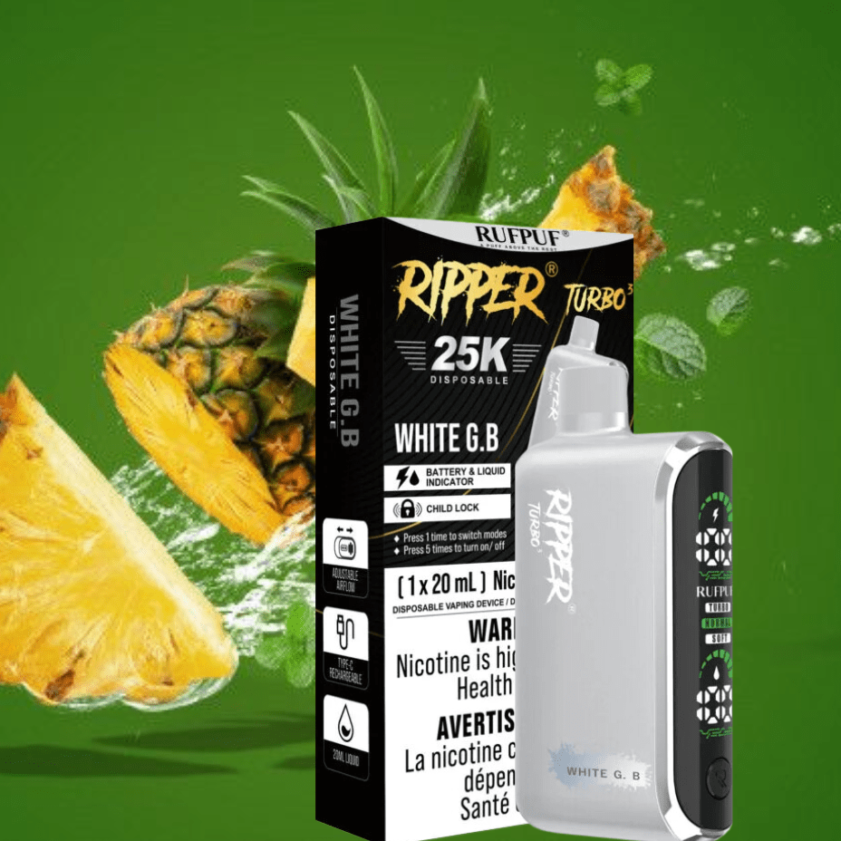 Rufpuf Ripper T3 Disposable Vape-White GB 25000 Puffs / 20mg Morden Vape SuperStore and Cannabis Manitoba Canada