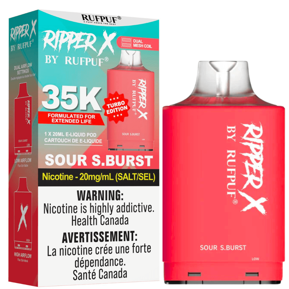 RufPuf Ripper X 35K Turbo Pod - Sour S. Burst Morden Vape SuperStore and Cannabis Manitoba Canada