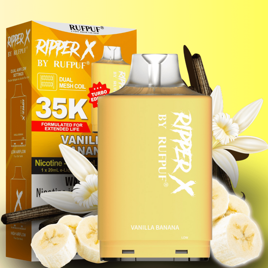 RufPuf Ripper X 35K Turbo Pod - Vanilla Banana 20mg / 35000 Puffs Morden Vape SuperStore and Cannabis Manitoba Canada