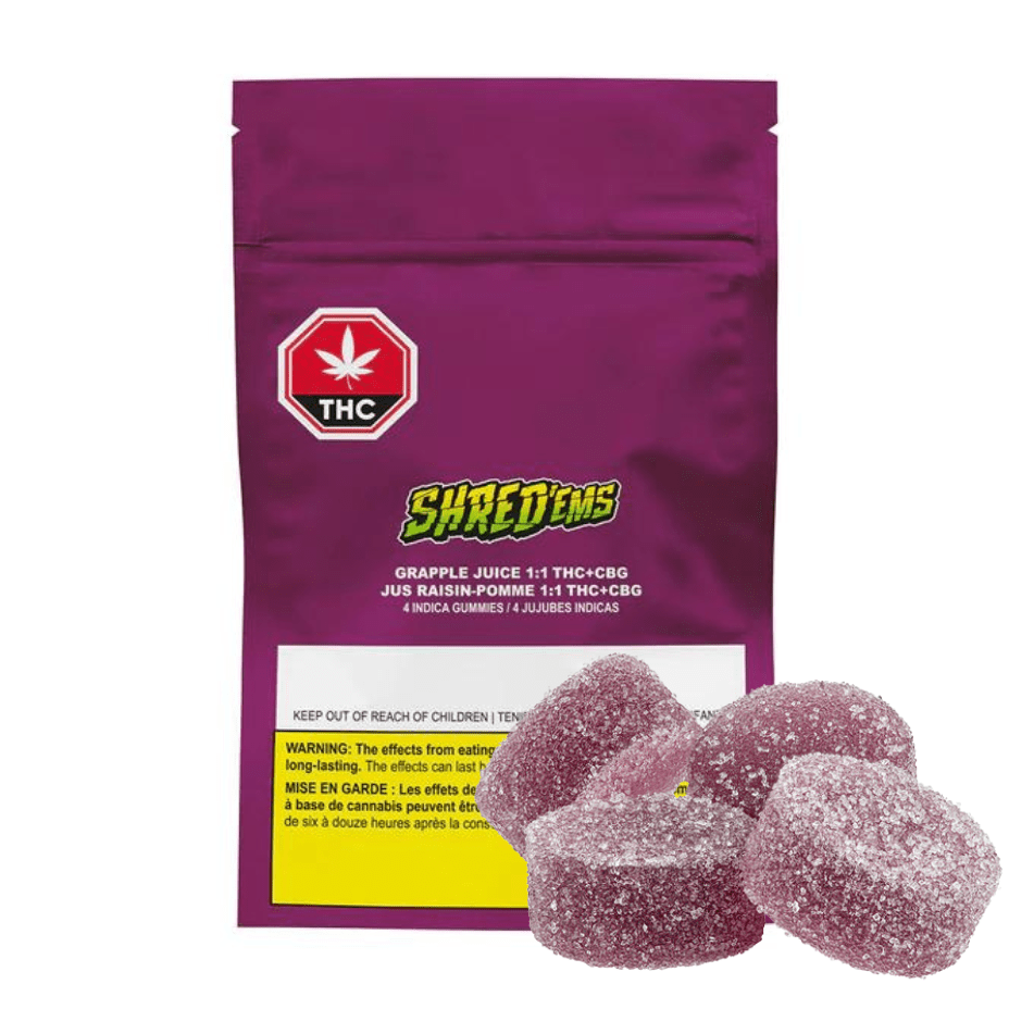 SHRED'ems Grapple Juice 1:1 CBG Gummies-4x2.5mg 4x4.5mg Morden Vape SuperStore and Cannabis Manitoba Canada