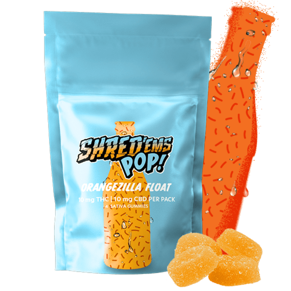 Shred'ems Orangezilla Float THC:CBD Gummies 2x4G 4x0.5g Morden Vape SuperStore and Cannabis Manitoba Canada