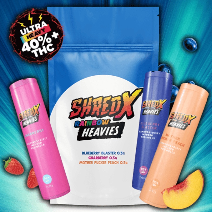 Shred X Heavies Rainbow Infused Hybrid Pre-rolls 3x0.5g 3x0.5g Morden Vape SuperStore and Cannabis Manitoba Canada