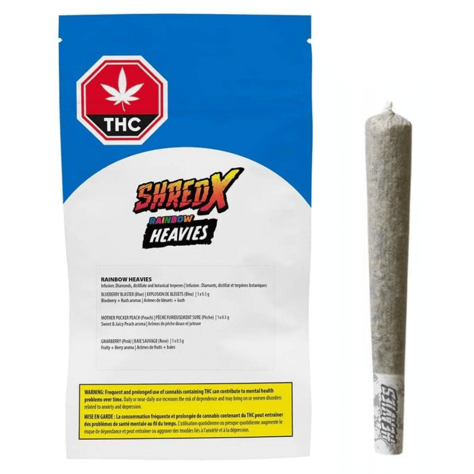 Shred X Heavies Rainbow Infused Hybrid Pre-rolls 3x0.5g 3x0.5g Morden Vape SuperStore and Cannabis Manitoba Canada