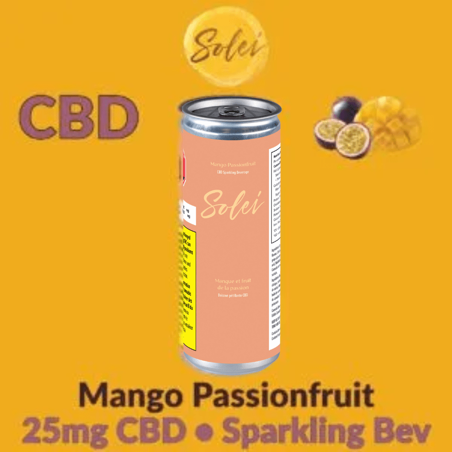 Solei Mango Passionfruit CBD Sparkling Beverage-355ml 355ml Morden Vape SuperStore and Cannabis Manitoba Canada