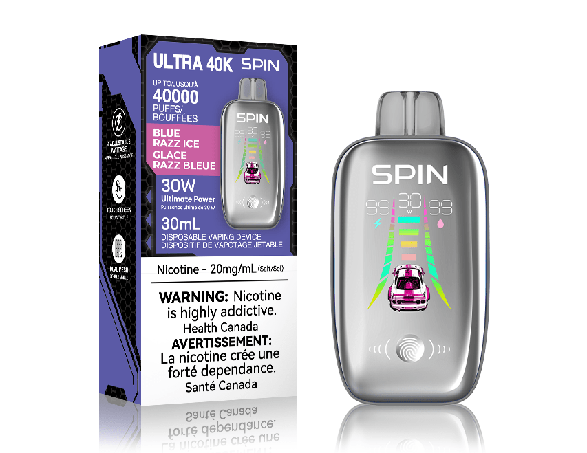 Spin Ultra 40k Disposable Vape - Blue Razz Ice 40000 puffs / 20mg Morden Vape SuperStore and Cannabis Manitoba Canada